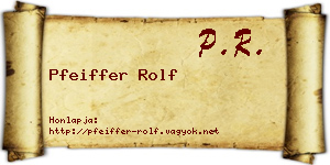 Pfeiffer Rolf névjegykártya